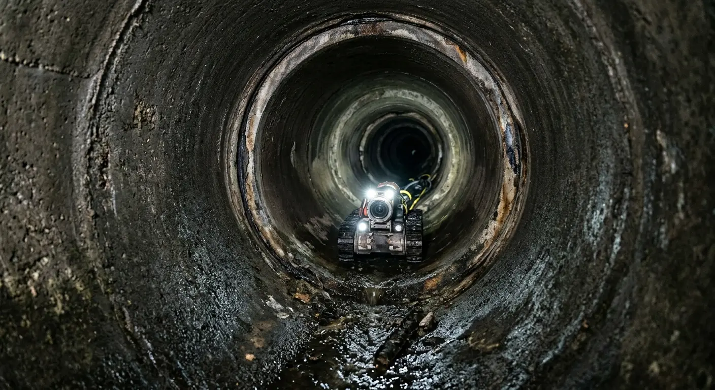 Robotic sewer camera inspecting pipe interior for Sewer Line Cleaning in Rostraver
